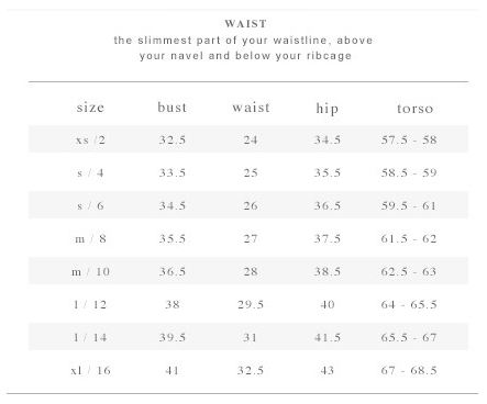 Kate Spade Dress Size Chart