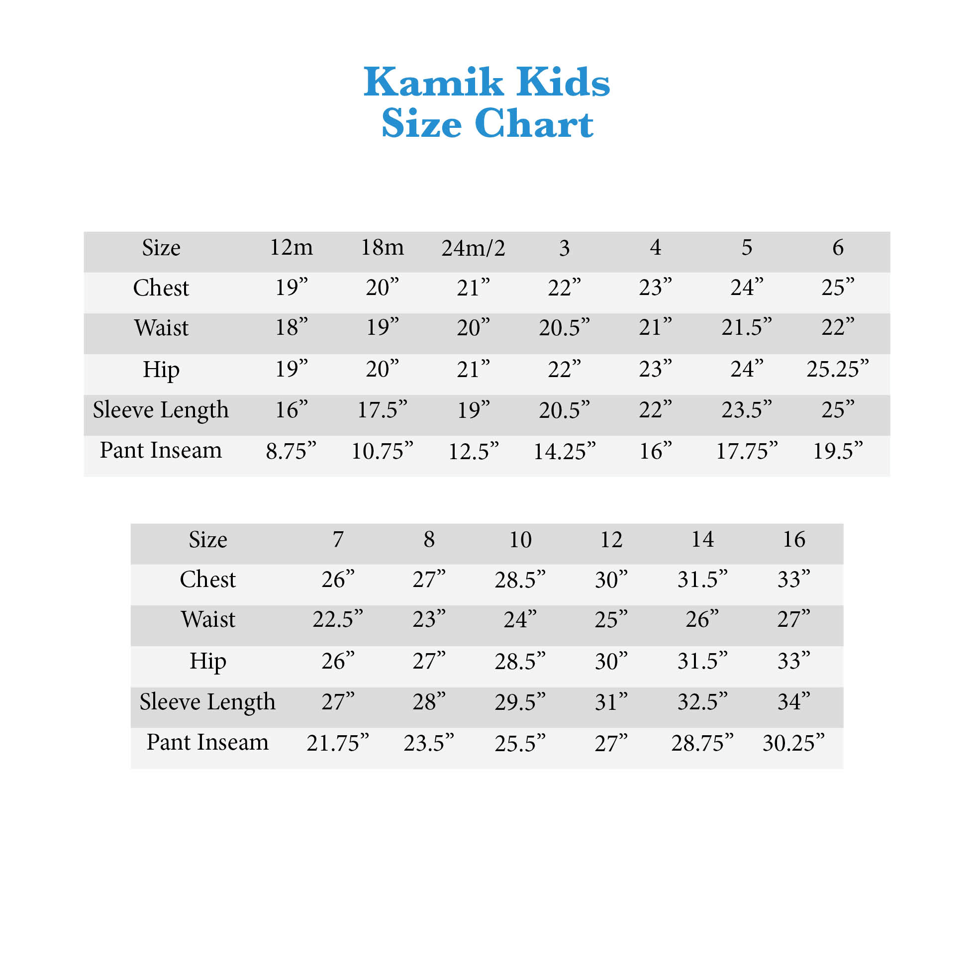 kamik boot sizing