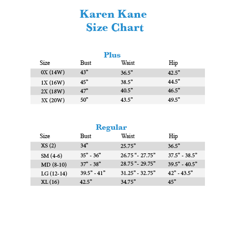 Kane Size Chart: A Visual Reference of Charts | Chart Master