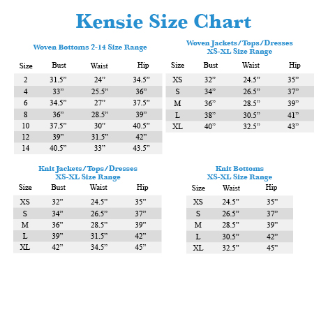 Elevate Jacket Size Chart