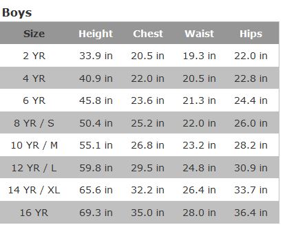 Vineyard Vines Youth Size Chart