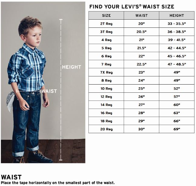 Levis Boys Size Chart