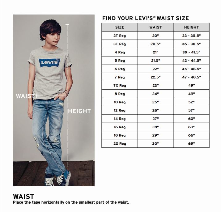 Levis 505 Jeans Size Chart