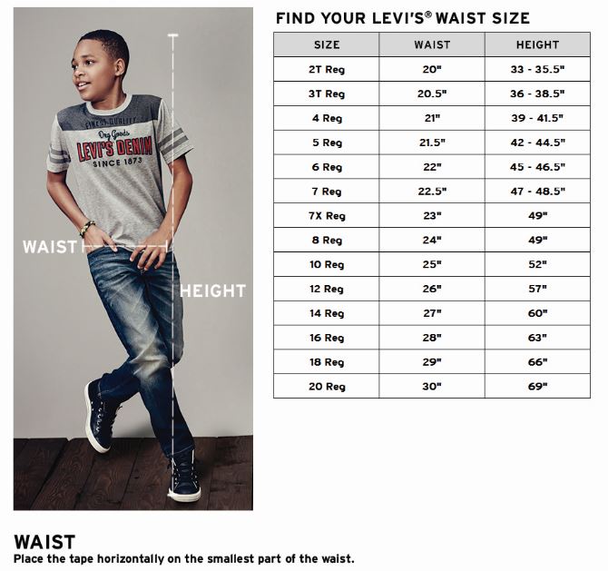 levis kid size chart