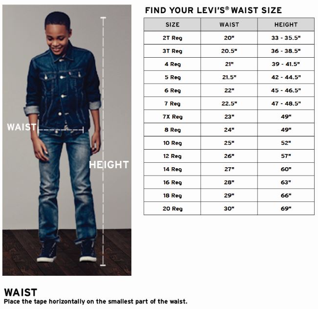 levis girls size chart