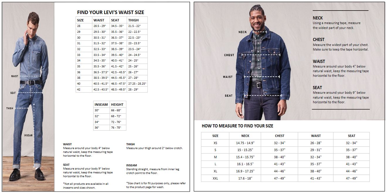 Levi S Girl Jeans Size Chart