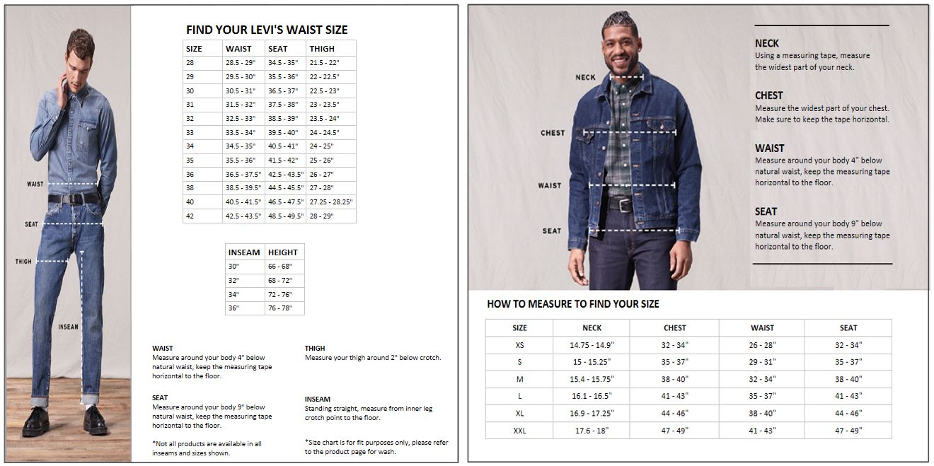 levi jeans sizing