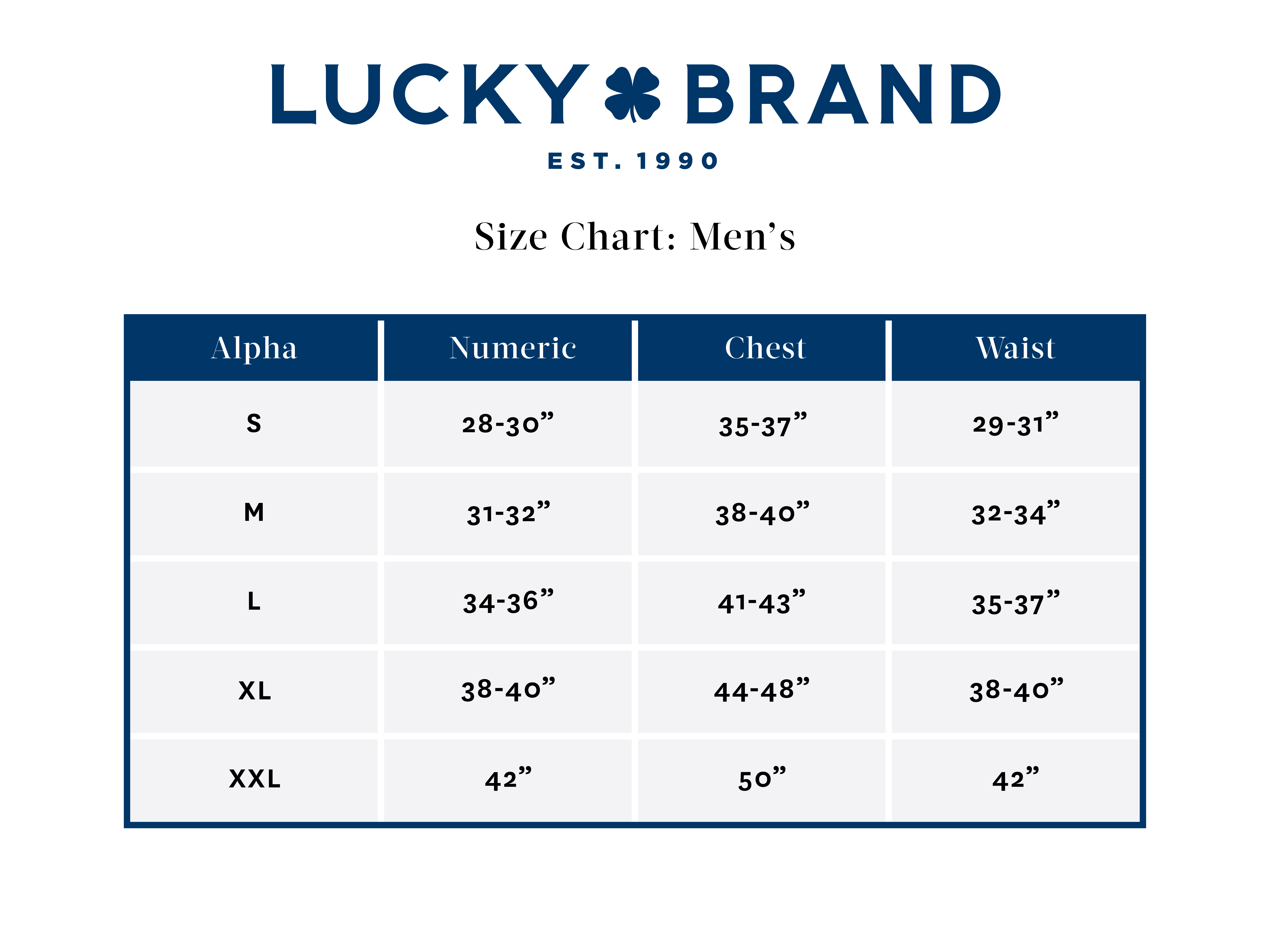 Lucky Brand Size Chart - www.inf-inet.com