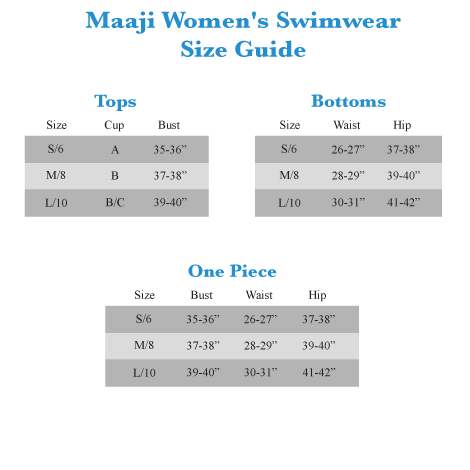Maaji Swimwear Size Chart