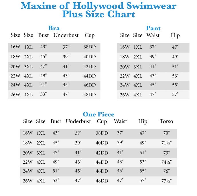 Maxine Of Hollywood Size Chart