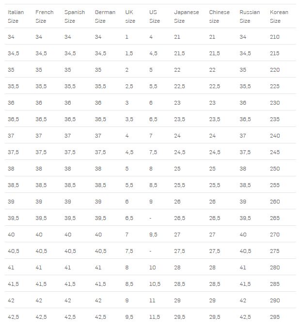 Cole Haan Shoe Size Chart