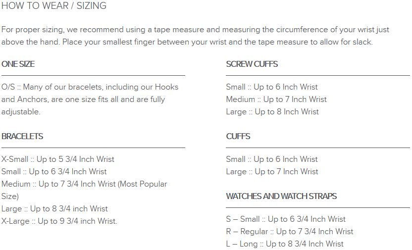 Miansai Ring Size Chart