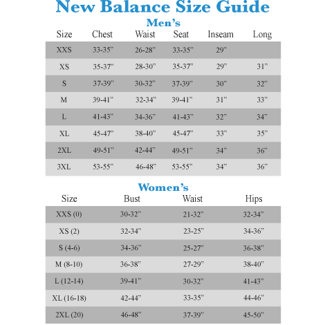 new balance size guide womens