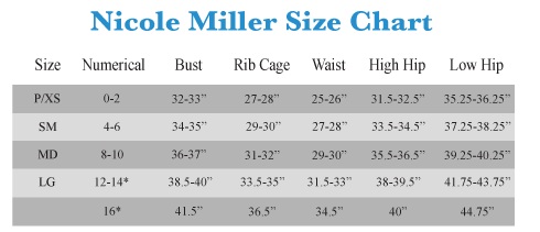 Miller Bridal Size Chart