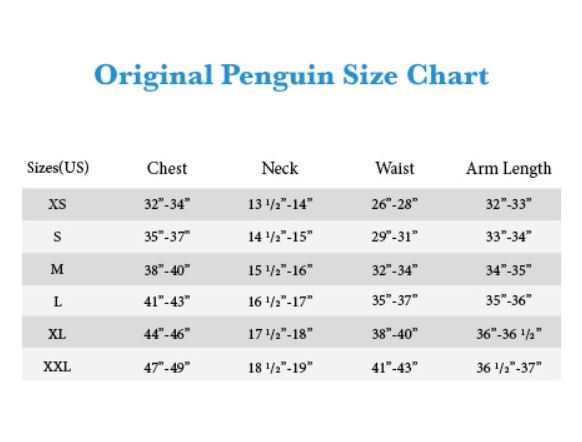 Chino Size Chart