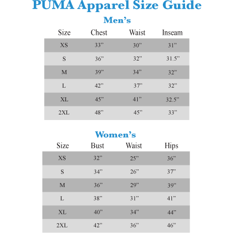 puma suede size chart