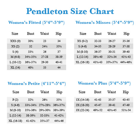 Pendleton Board Shirt Size Chart