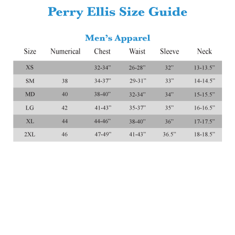 Perry Ellis Big And Size Chart
