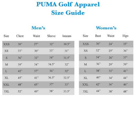 reebok shoe size chart compared to puma