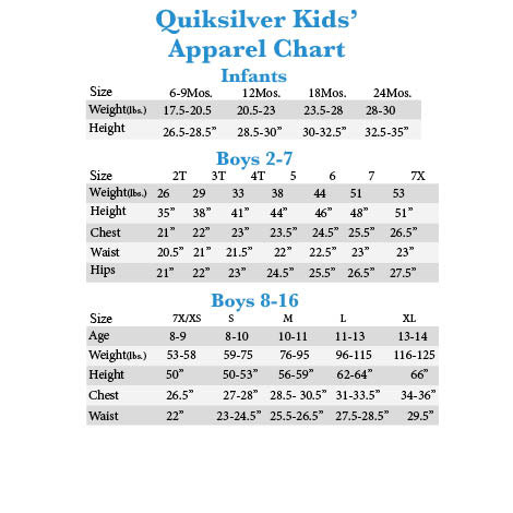 Quiksilver Jacket Size Chart
