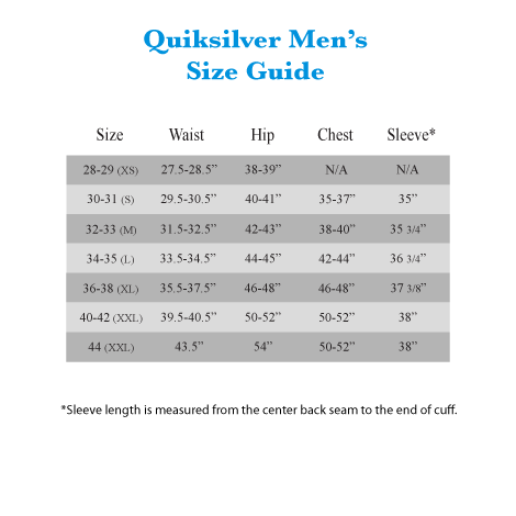 Quiksilver Sandals Size Chart