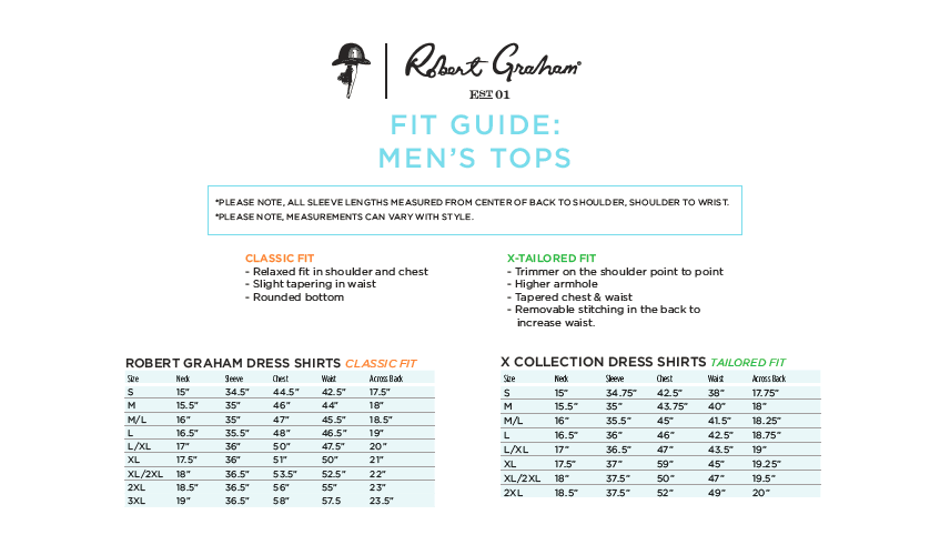 Robert Graham Shirt Size Chart