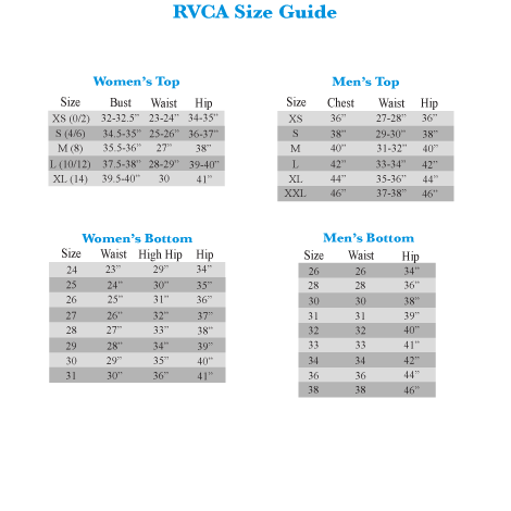 Rvca Pants Size Chart