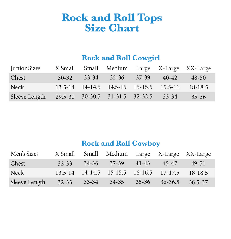 Size Chart For Rock And Roll Cowgirl Jeans