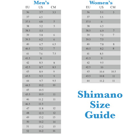 Shimano Women S Cycling Shoes Size Chart