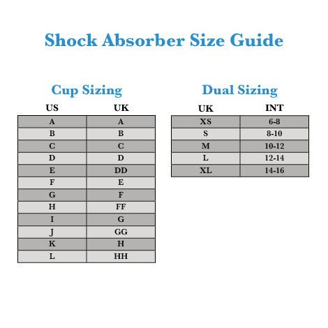 Shock Absorber Bra Size Chart