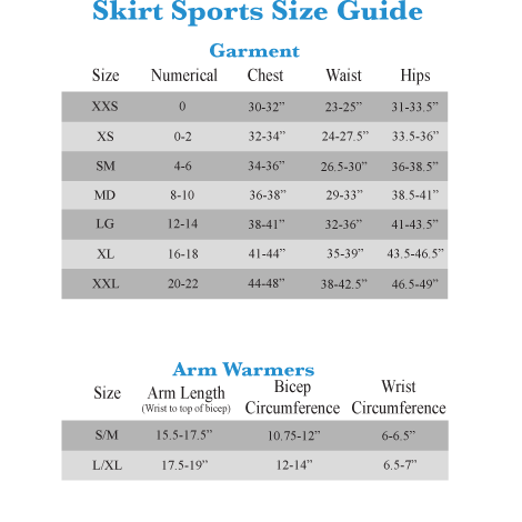 Skirt Sports Size Chart
