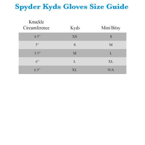 Spyder Youth Glove Size Chart