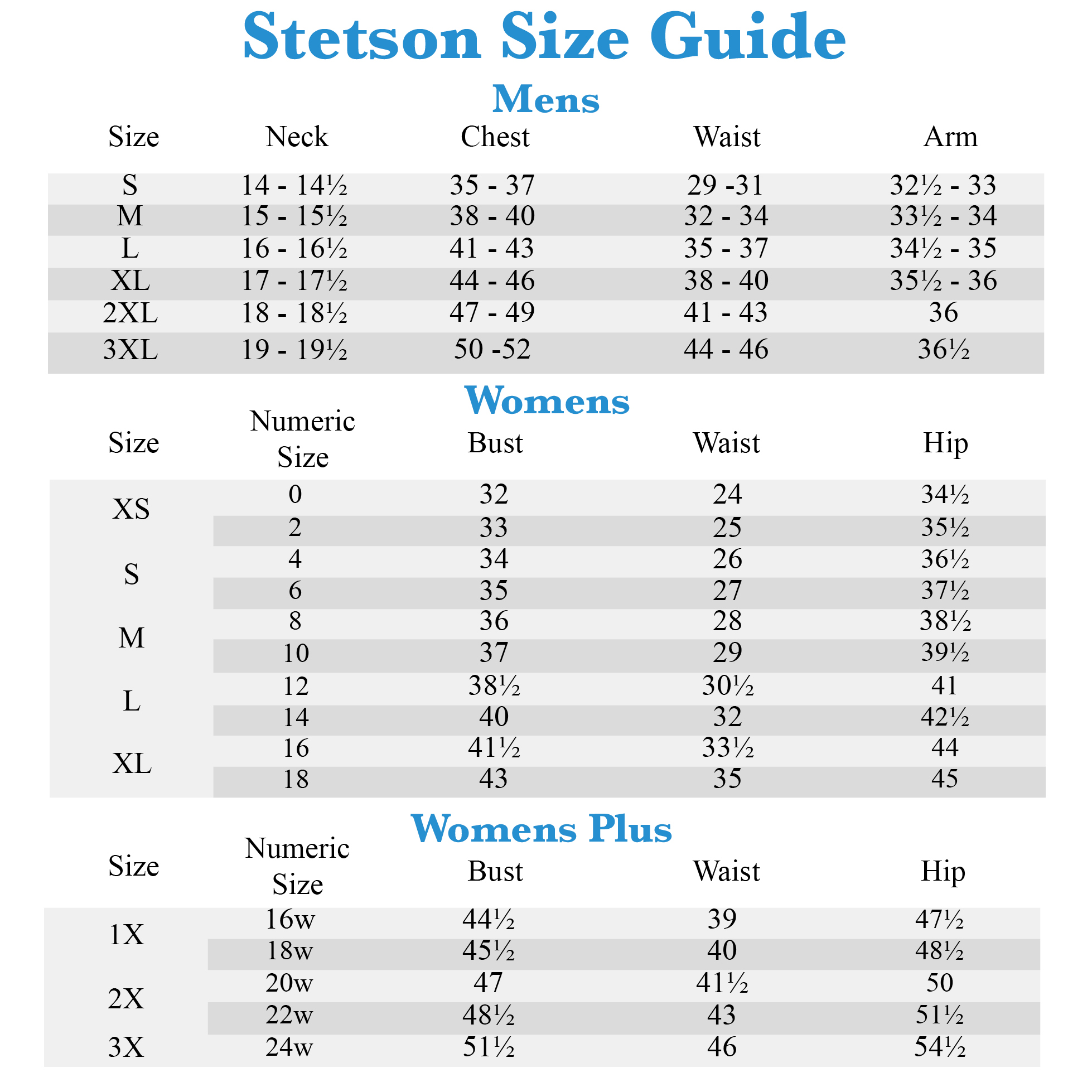 Bobbie Brooks Size Chart