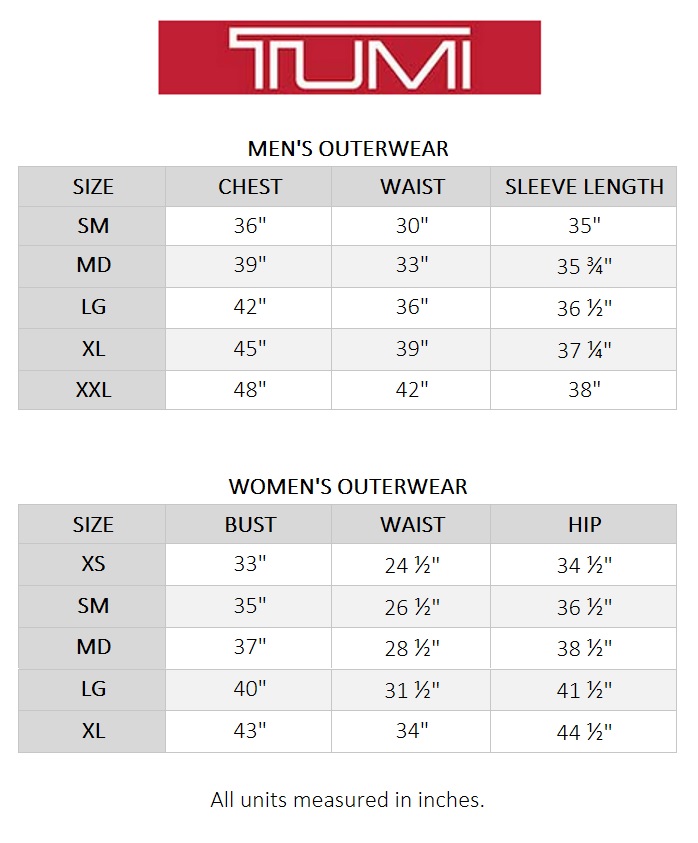 Tumi Size Chart