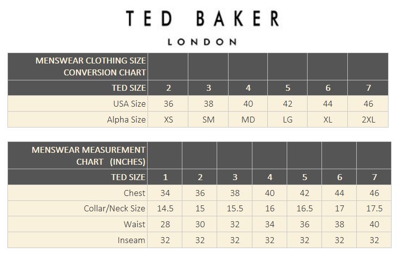 Ted Baker Shirt Size Chart