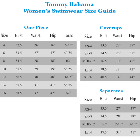 Bathing Suit Top Size Chart