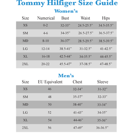 tommy hilfiger pants size chart
