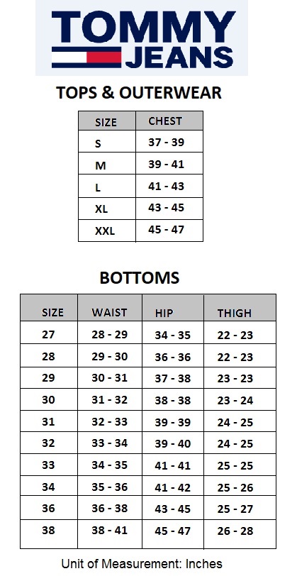 tommy hilfiger size chart uk