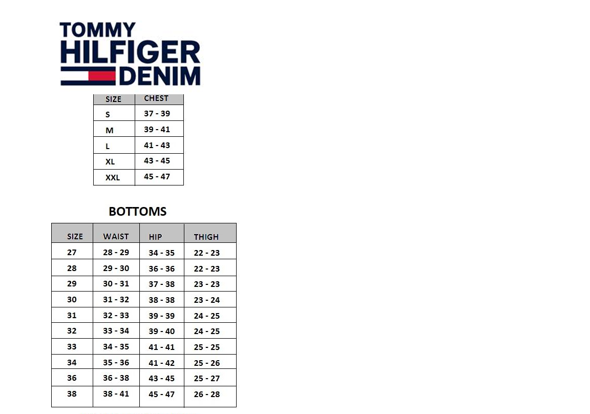 tommy hilfiger jacket size chart