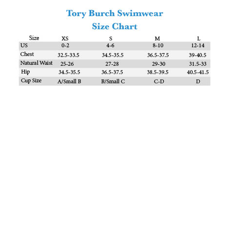 Tory Burch Swim Size Chart