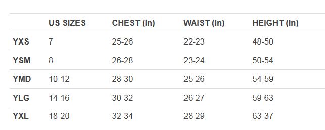 under armour legging size chart