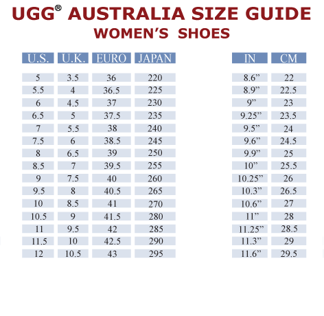 uggs kid sizes compared to women's