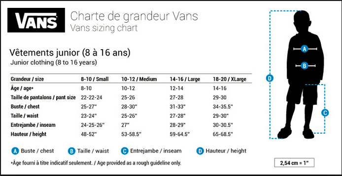 vans hoodie size chart