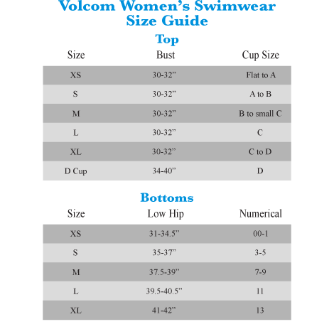 Volcom Board Shorts Size Chart