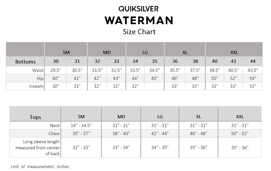 Reyn Spooner Size Chart