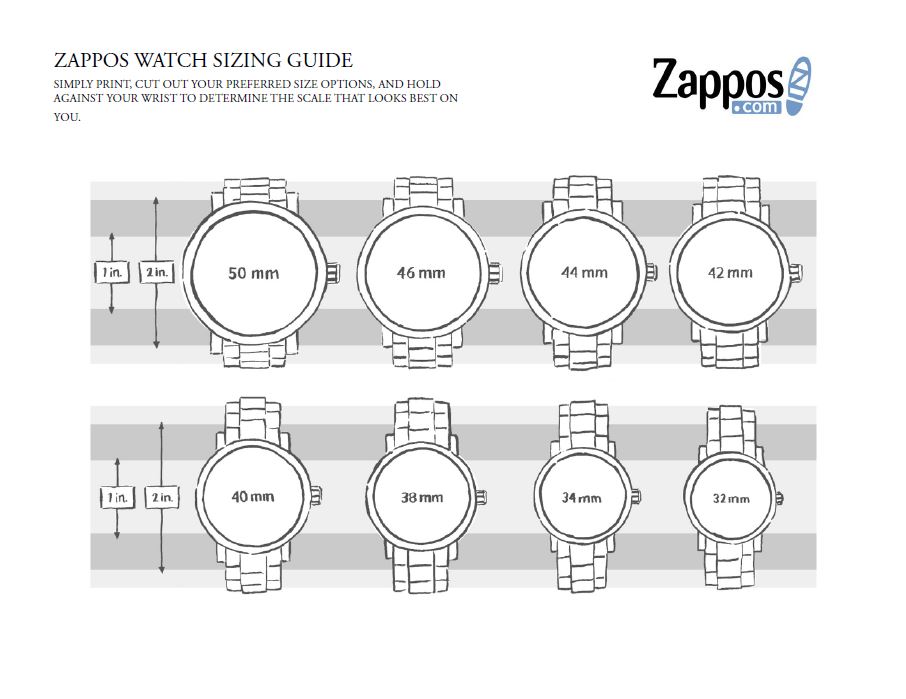 Watch Band Width Size Chart