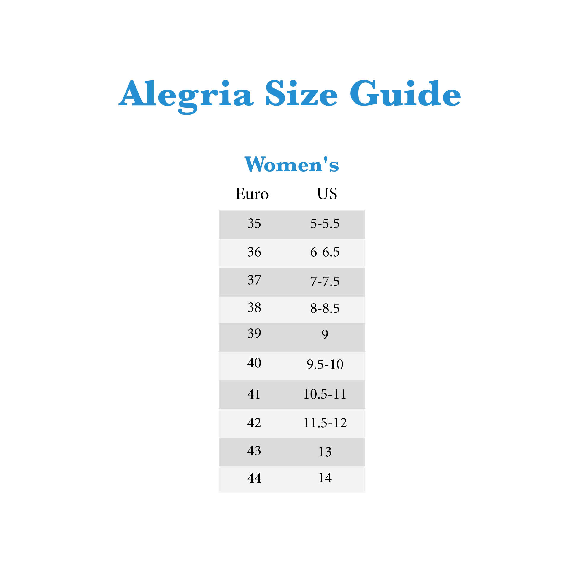 Fog Essentials Size Chart