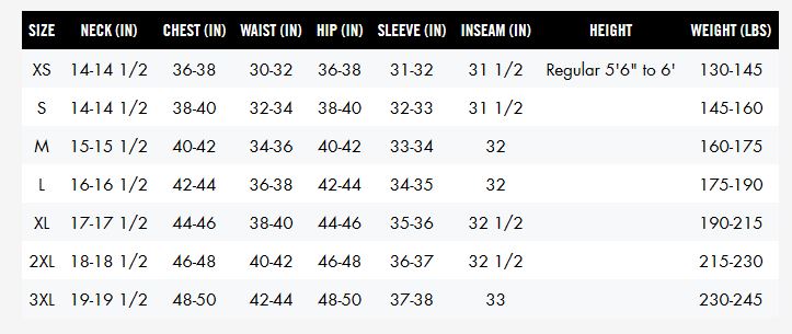 Alpha Ma1 Size Chart