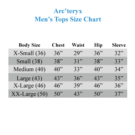 Arcteryx Women S Size Chart