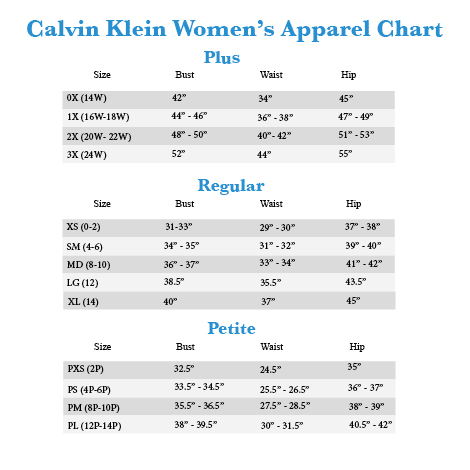 Calvin Klein Women S Size Chart